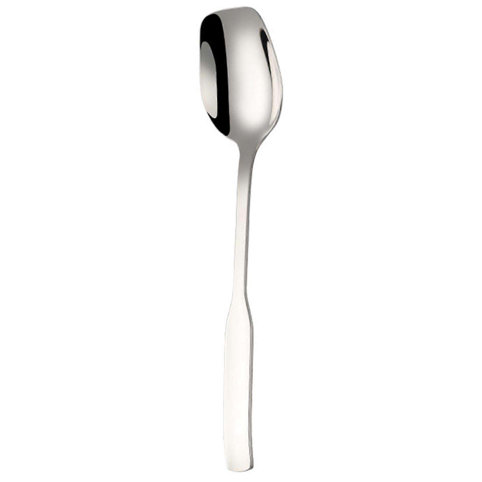  Stainless Steel Serving Spoon Flat Edge Design Ergonomic Handle Durable Tool