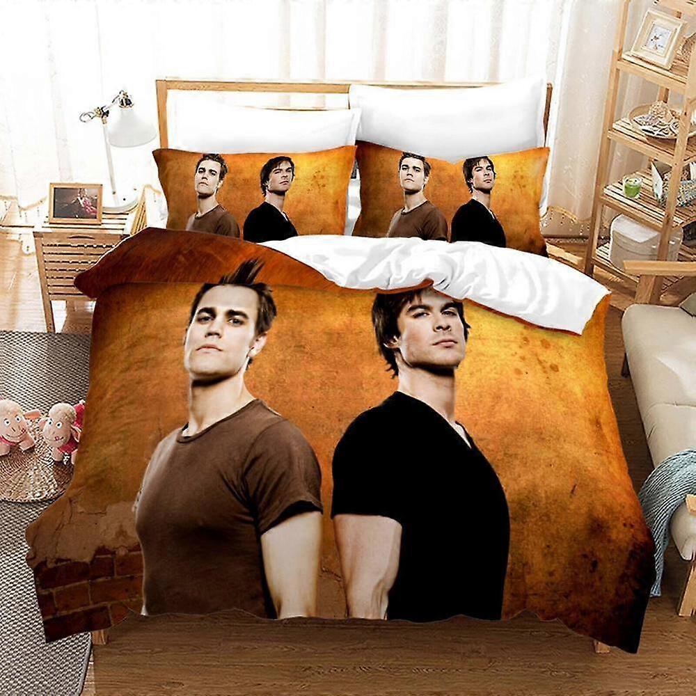 v576 Prześcieradła Supernatural SPN TV Play Kołdra Zestaw poszewek na kołdrę Queen Bedroom Decor3-częściowy zestaw pościeli (1 poszewka na kołdrę + 2 poduszki) Prześcieradła gty5