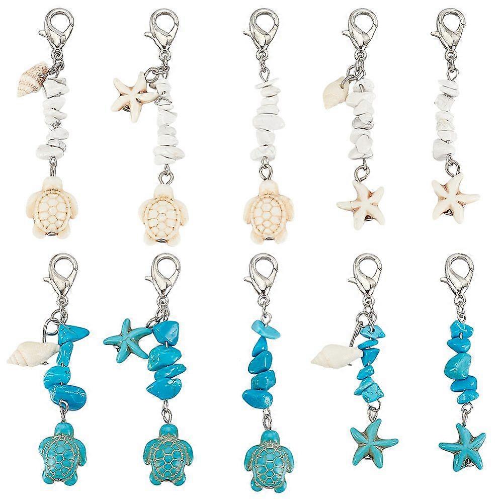 4 Sets 2 Style Glass Pendant Decorations with Zinc Alloy Lobster Claw Clasps Teardrop 62~68mm 2 sets/style