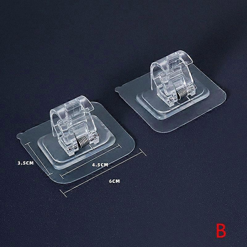 2Pcs Self Adhesive Adjustable Curtain Rod Holder Clamp Hooks Rod Bracket Rack