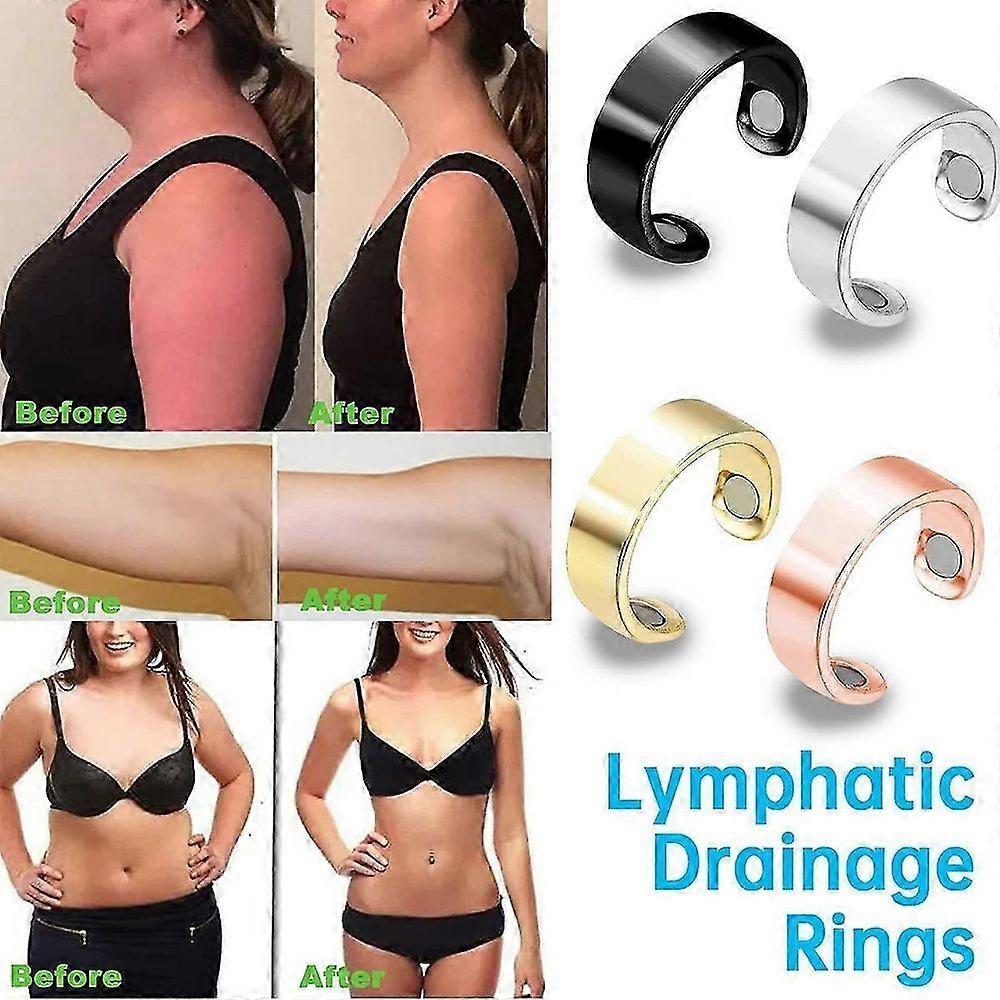 4-pack magnetiska ringar för lymfdränageterapi, justerbara magnetiska ringar för lymfdränageterapi
