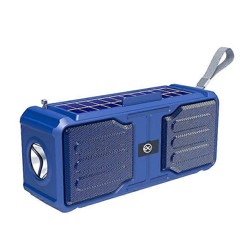 Solar Powered Bluetooth Speaker Wireless Stereo Speaker with Flashlight Outdoor Subwoofer TF/FM Radio Blue