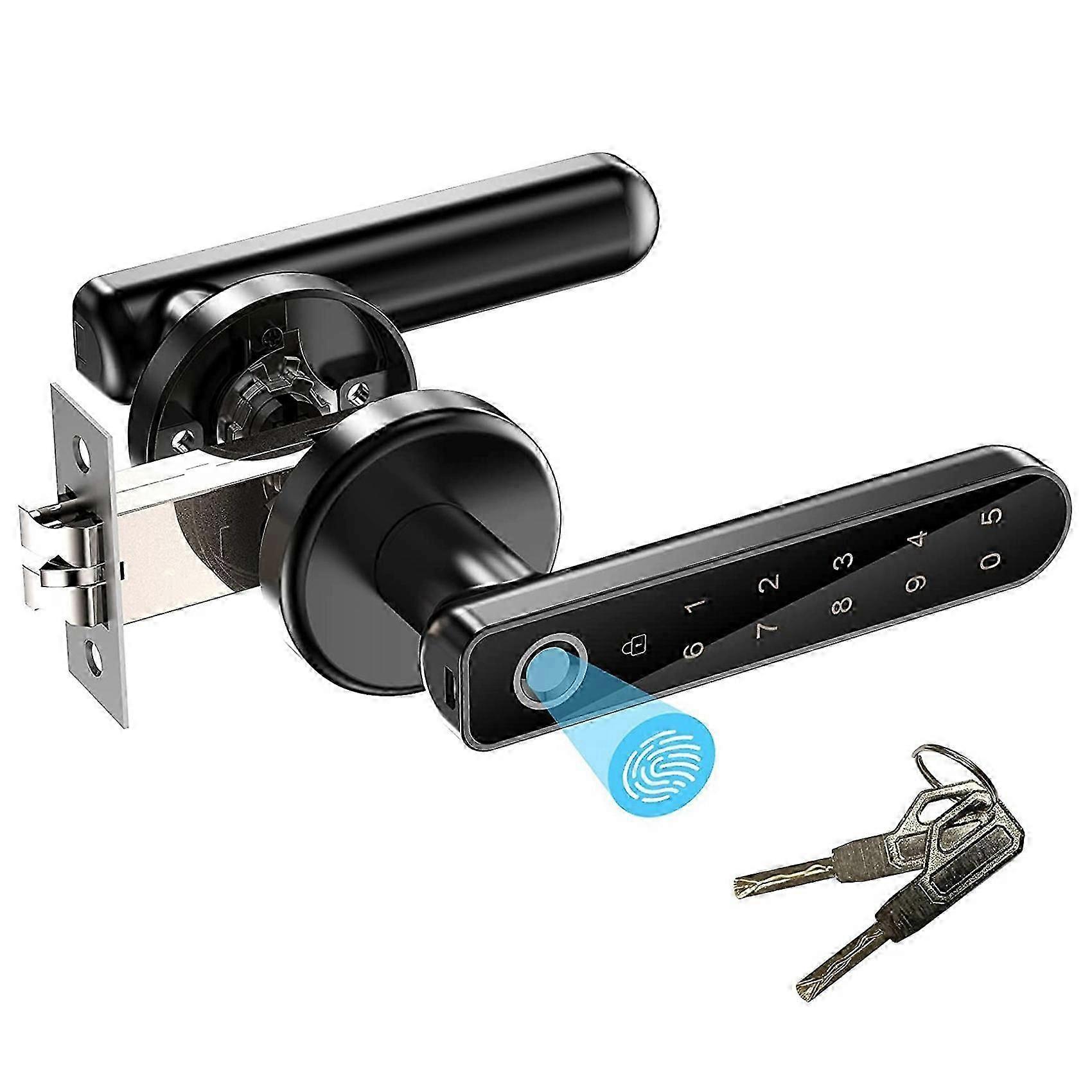 Fingerprint Door Lock,Keyless Entry Door Lock with Handle, Passcodes,Fingerprint,And Keys Unlock,Ea