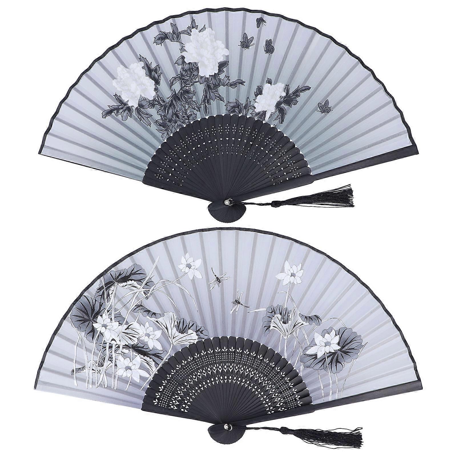 Bamboo Flower Pattern Hand Fan - Retro Style Cooling Tool for Performance and Gift