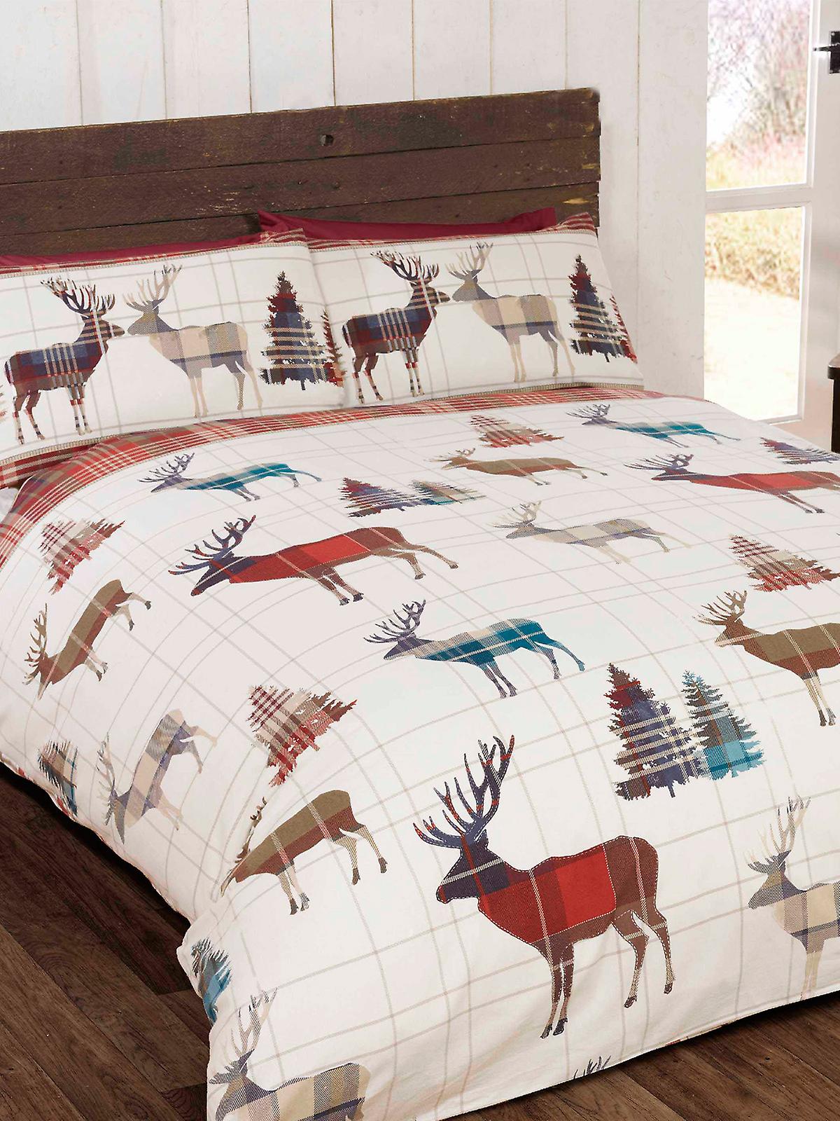 Stag 100% Coton Brossé Housse Housse Set