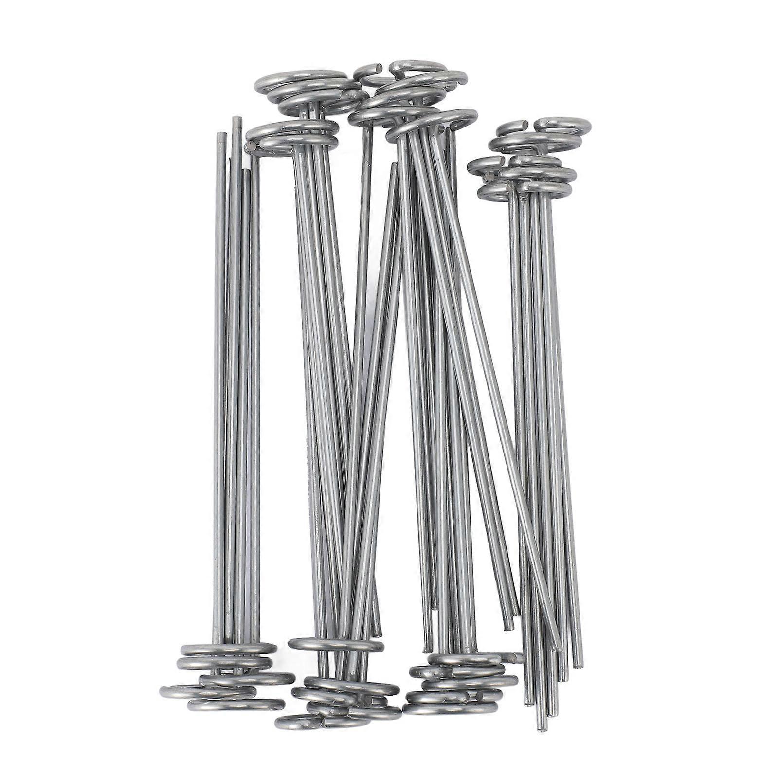 30pcs Circle Top Landscape Pins Galvanized Steel Landscape Fabric Stakes G Shape Landscape Pins for Bird Netting Tents 152mm / 6.0in