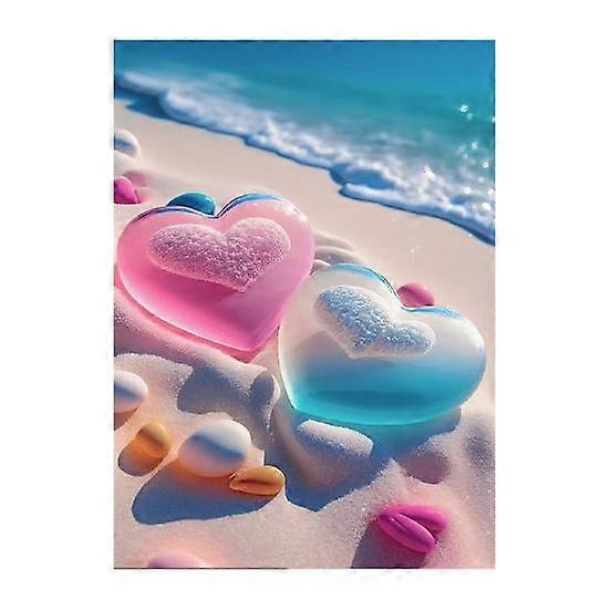 5D Diamond Painting Kit Heart Pattern Vibrant Color Non-fading Hands Skill Improve Diamond Art Craft