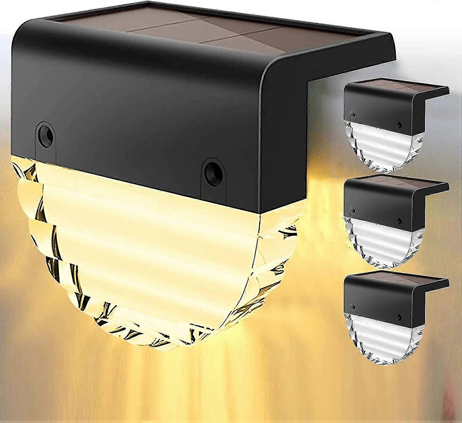 4 Pcs Garden Path Lamp, Wireless Solar De Lights Led Stair Lights For Garden, Step, Path, Stairs, Patio, Fence - Colorful Light Warm Light