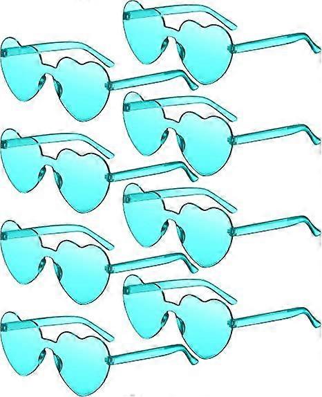 8 Pairs Rimless Sunglasses Heart Shaped Frameless Glasses Trendy Transparent Candy Color Eyewear for Party Favor