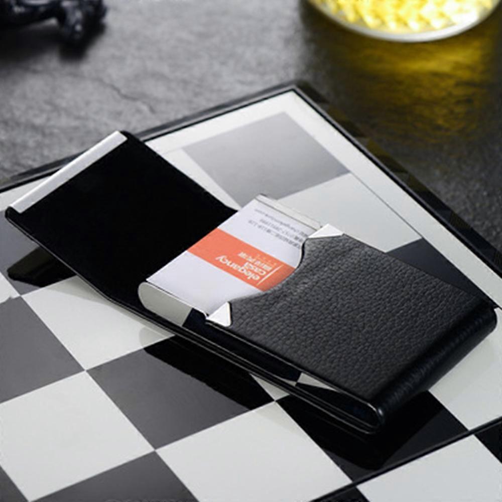 GrueGard Étui Cartes De Visite Cuir PU Slim - Porte-Cartes Magnétique Élégant Noir