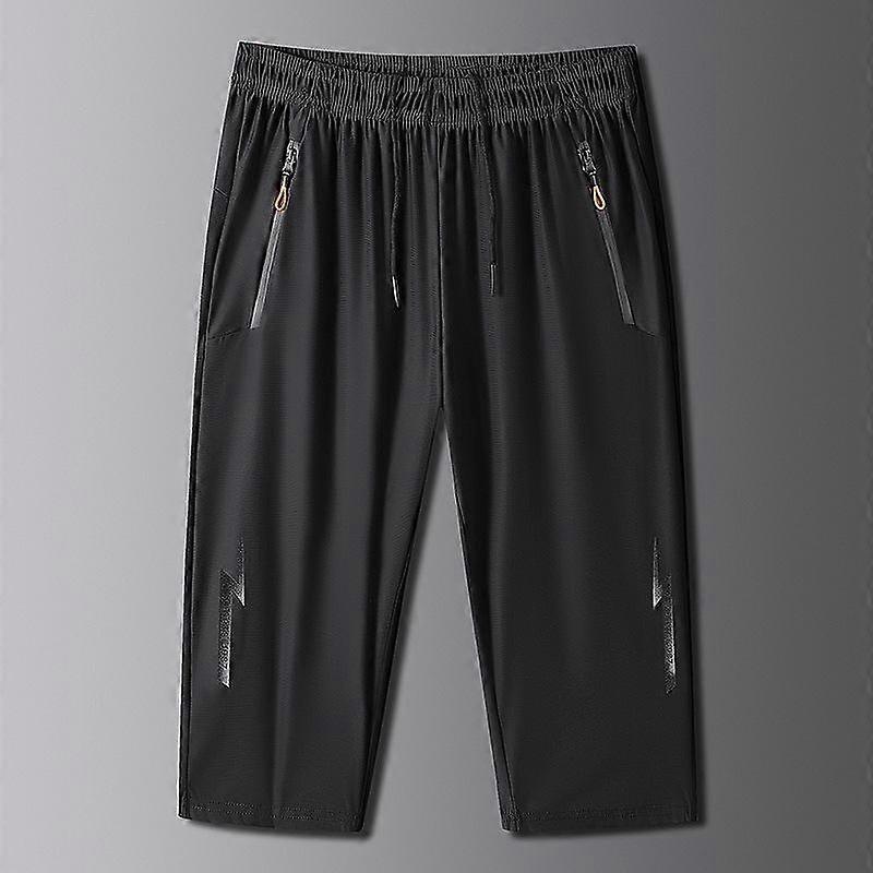 Ice Silk Men's Shorts Summer Thin Soft Cropped Pants Sports Casual Straight Shorts Oversize Sweatpants Quick Drying Jogger