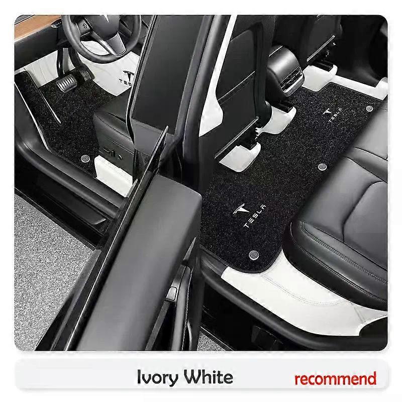 tesla model y floor mats New white,Tesla model 3 Highland full mat, PU No odor leather tesla model 3 carpet set Interior protect