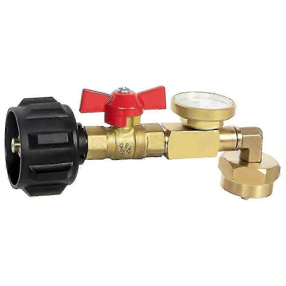 Propane Refill Adapter With Valve And Gauge, Fill 1 Lb Bottles From 20 Lb Tank, 90-degree Elbow , E