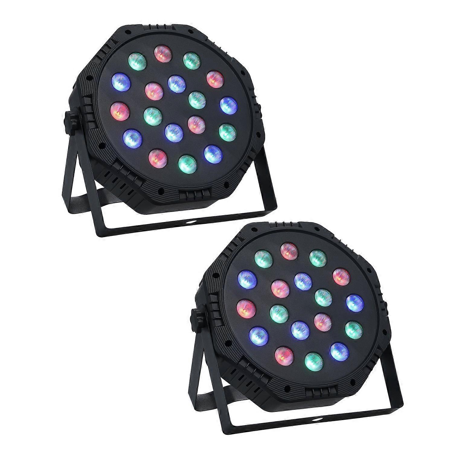 2 Packs 18 LEDs Par Lights RGB Color Mixing Stage Light Support DMX512 Sound Activated Auto-run Mast