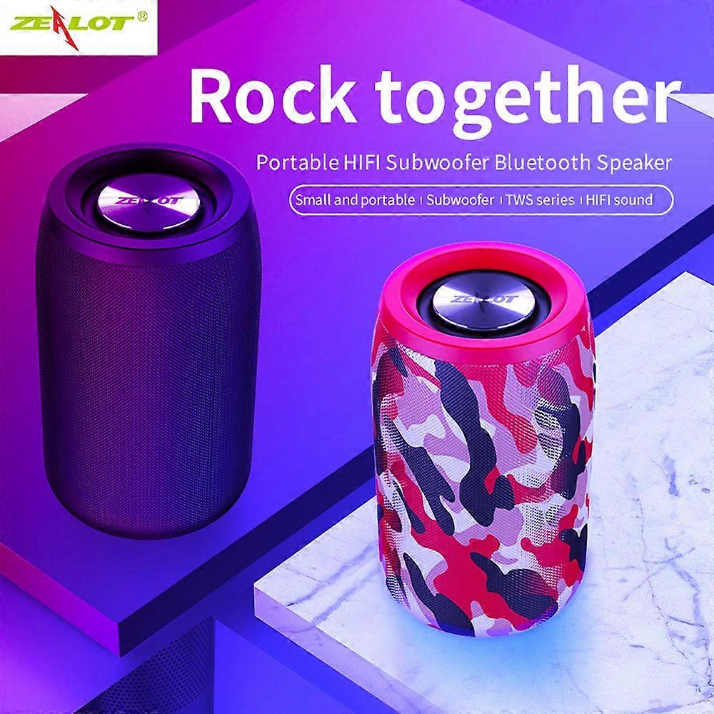 ZEALOT S32 TWS Bluetooth Portable Speaker Outdoor Waterproof Wireless Mini Column Box Speaker Support TF card FM Stereo 3D Hi-Fi