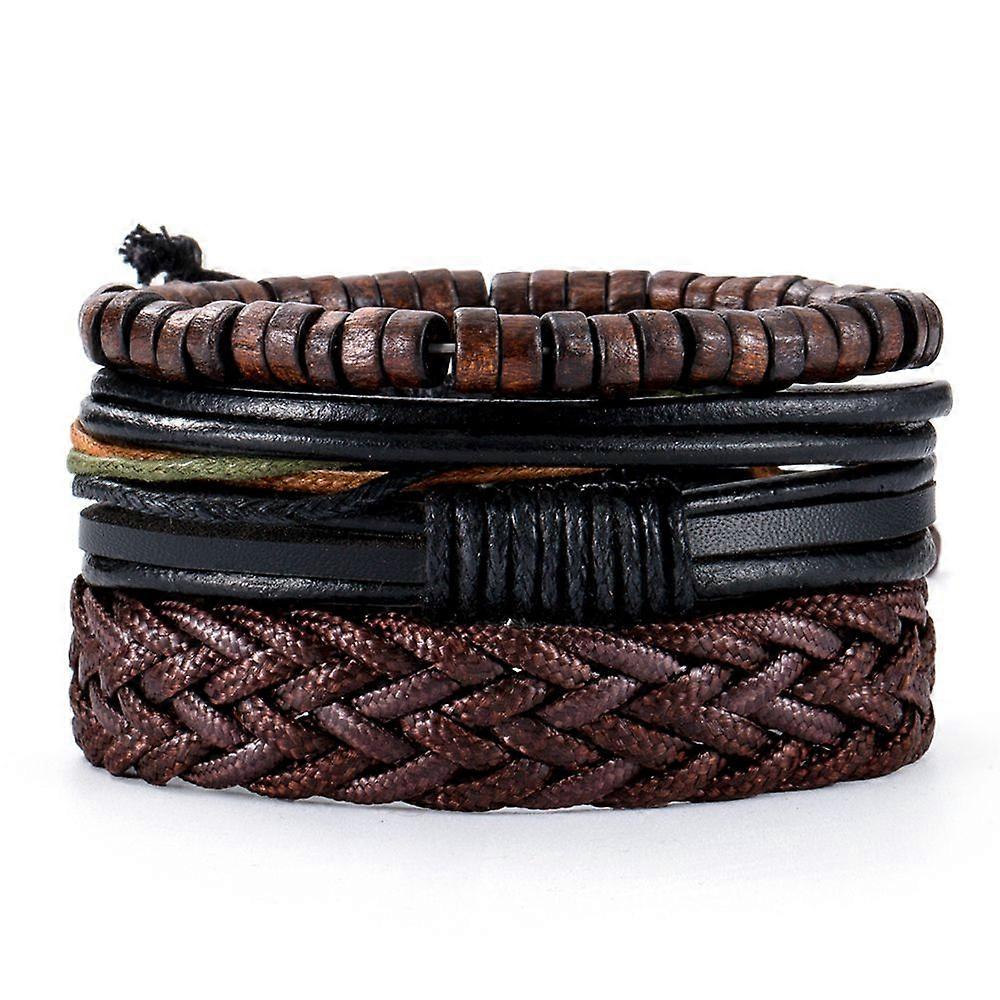 Eif Dock Vintage Multilayer Leather Braid Bracelets Bangles Star Leaf Owl Handmade Rope Wrap Bracelets Male Gift Jewlery