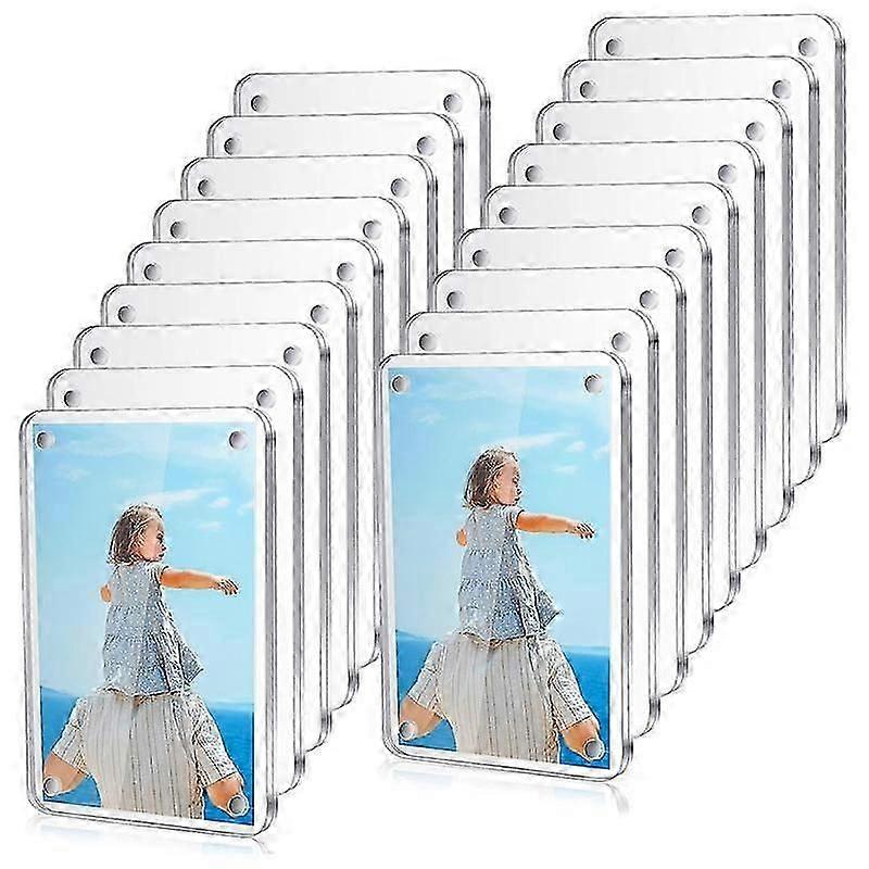 18 Pcs Acrylic Fridge Magnetic Frame , Mini Double Sided Refrigerator Magnet Picture Frame Clear Frameless Display Frame