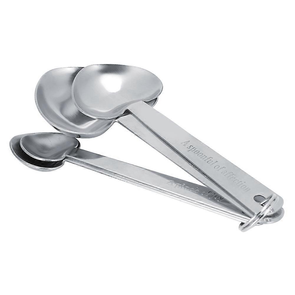 Heart Shaped Stainless Steel Measuring Spoons Set - Durable Baking Tool for Accurate Cooking and Baking Measurements