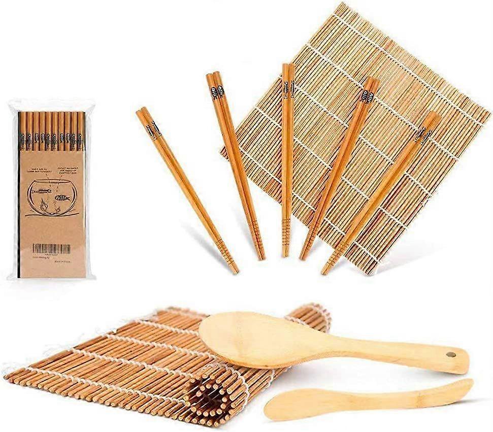 Sushi Making Kit, Including 2 Sushi Rolling Mats, 5 Pairs of Chopsticks, 1 Paddle, 1 Spreader, Beginner Sushi Kit