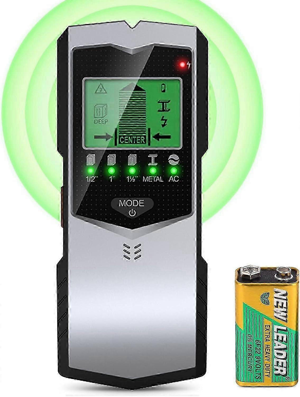 Locator Line Finder, 5 in 1 Water Pipe Detector with Battery, Cable Detector with Audio Alarm, Power Finder, Wall Scanner