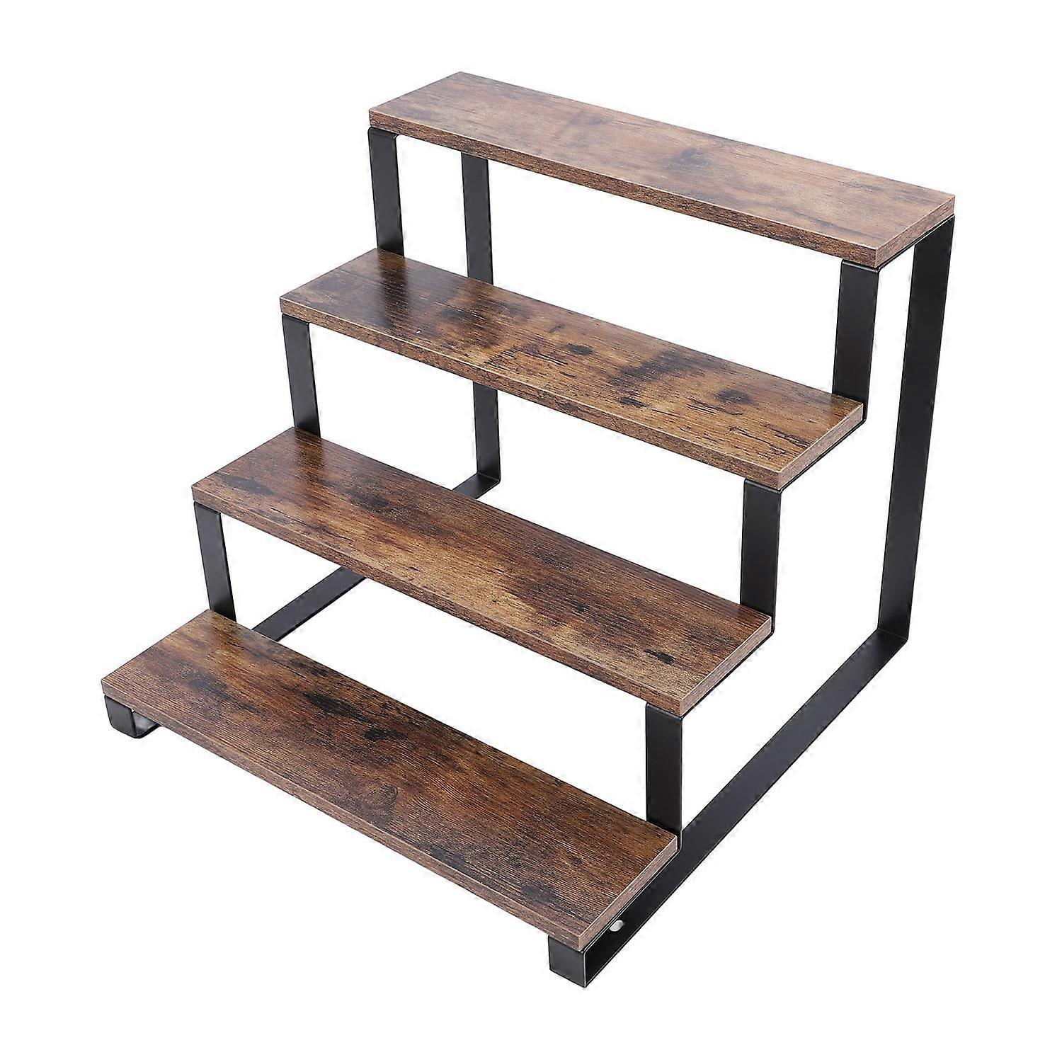 Ripiano in legno a 4 livelli con struttura in metallo rustico Porta profumo Espositore per venditori Pop Figur