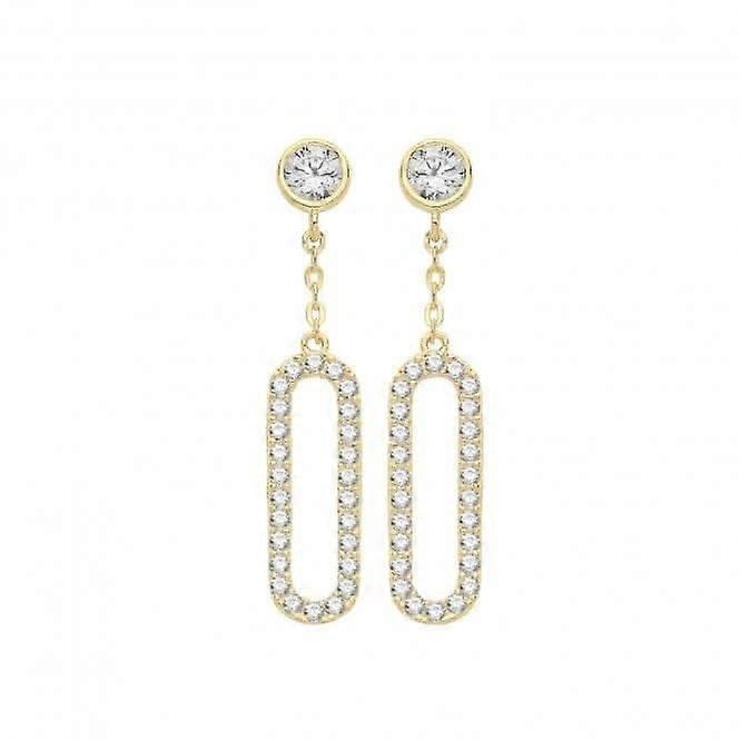 9ct Yellow Gold Zirconia Closed Curve Drop Earrings ER1165