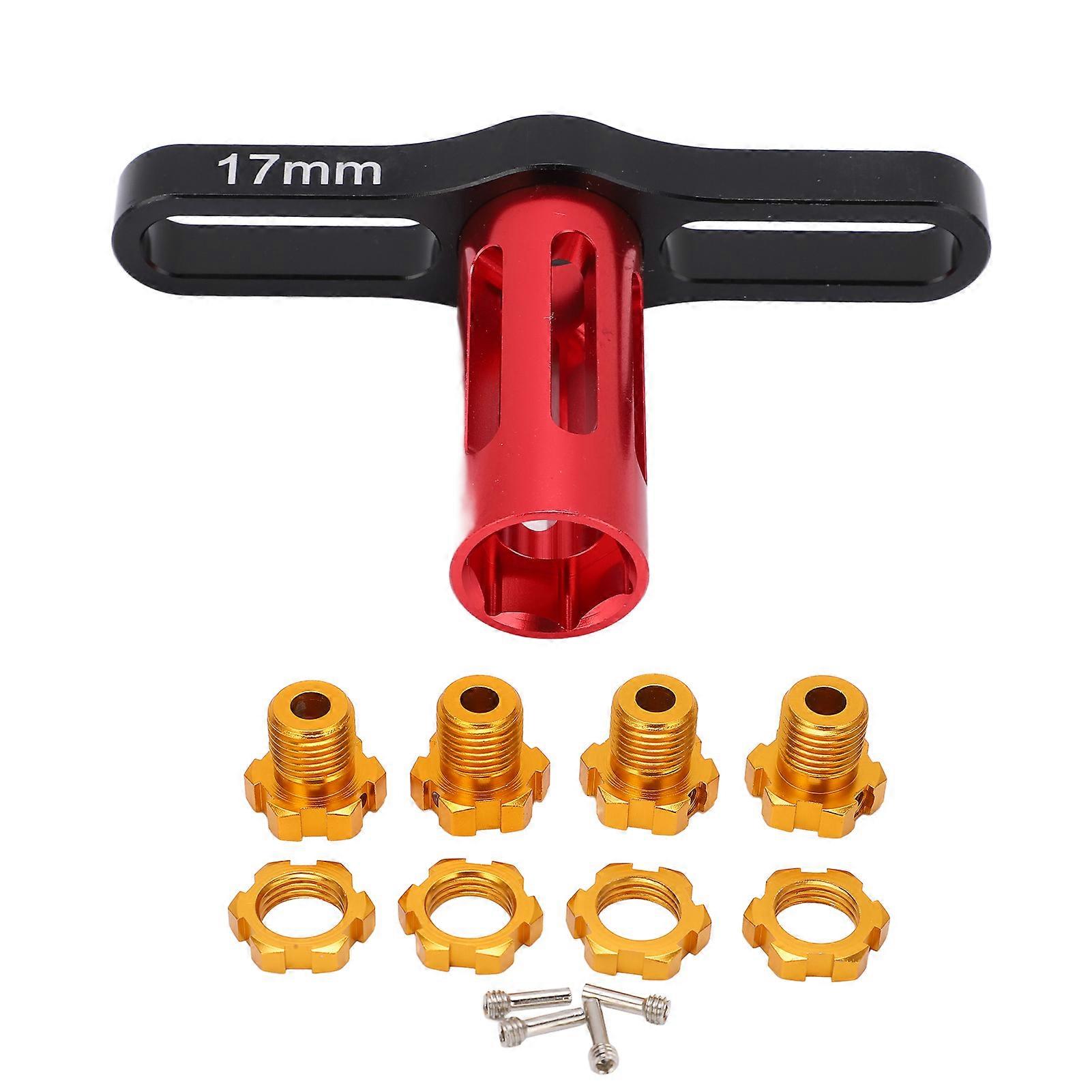 4 Set 5353X Hex Nuts Splined Wheel Hubs for Traxxas 5353X EREVO Summit 1/10 RC Car(Gold )