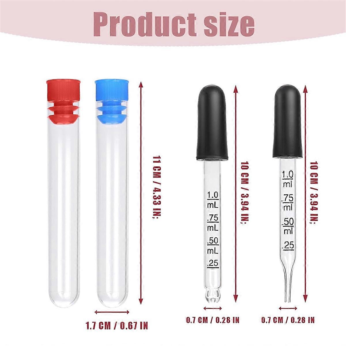 4 Stück 1 ml Pipette mit 4 Stück Flasche, Glaspipette mit Messungen