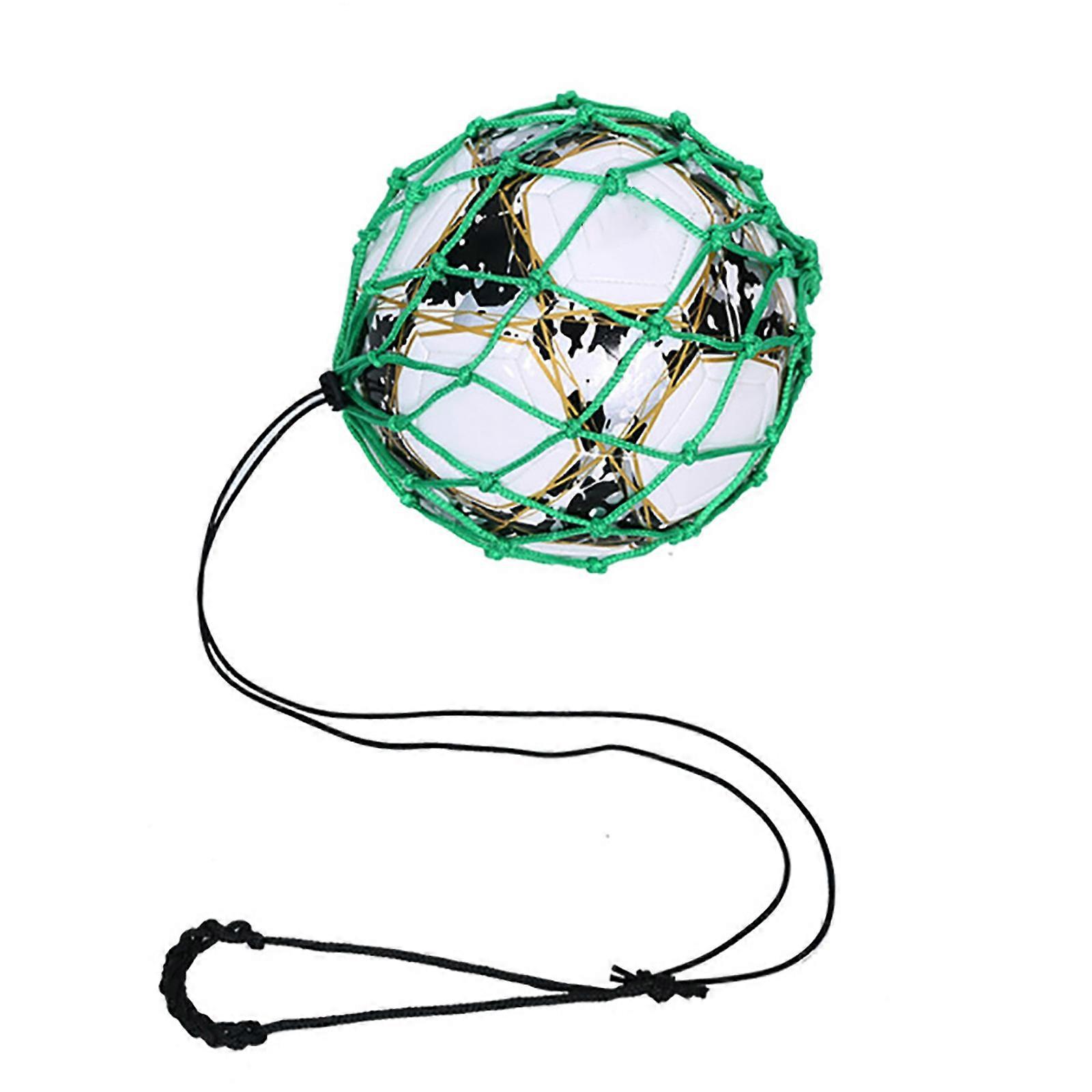 Handle Soccer Kick Trainer with Soccer Locked Net Designs, Soccer Bungee Training Juggling Net Fits Soccer Size 3, 4, 5  Green