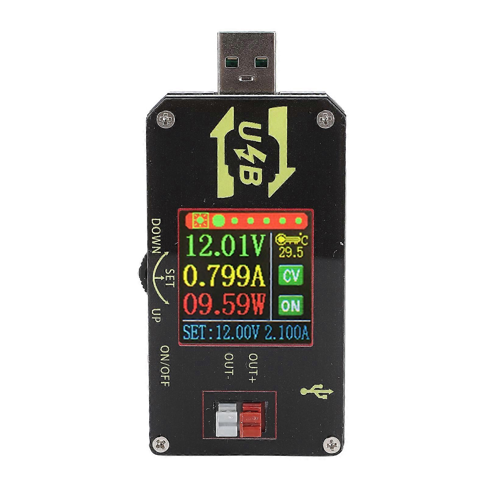 USB C Power Meter 1.44 Inch LCD Color Screen Voltage Current Load Tester DC3.5-15V Input 0.60-30.00V Output