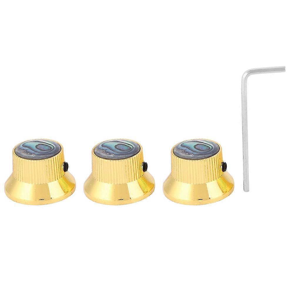 3pcs Electric Guitar Volume Tone Control Metal Knobs Seashell Top with Wrench
