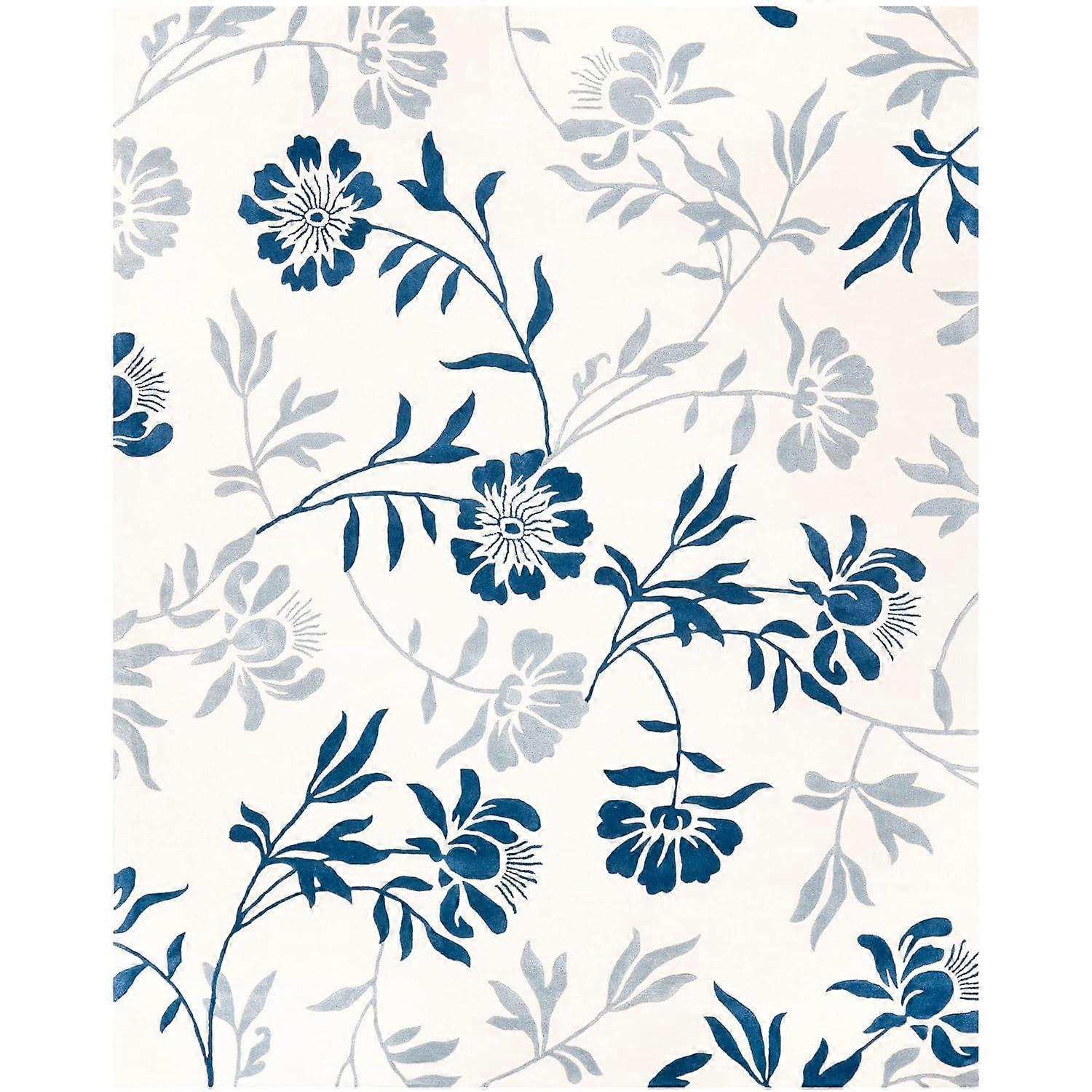 Floral Area Rug For Living Room & Bedroom - White