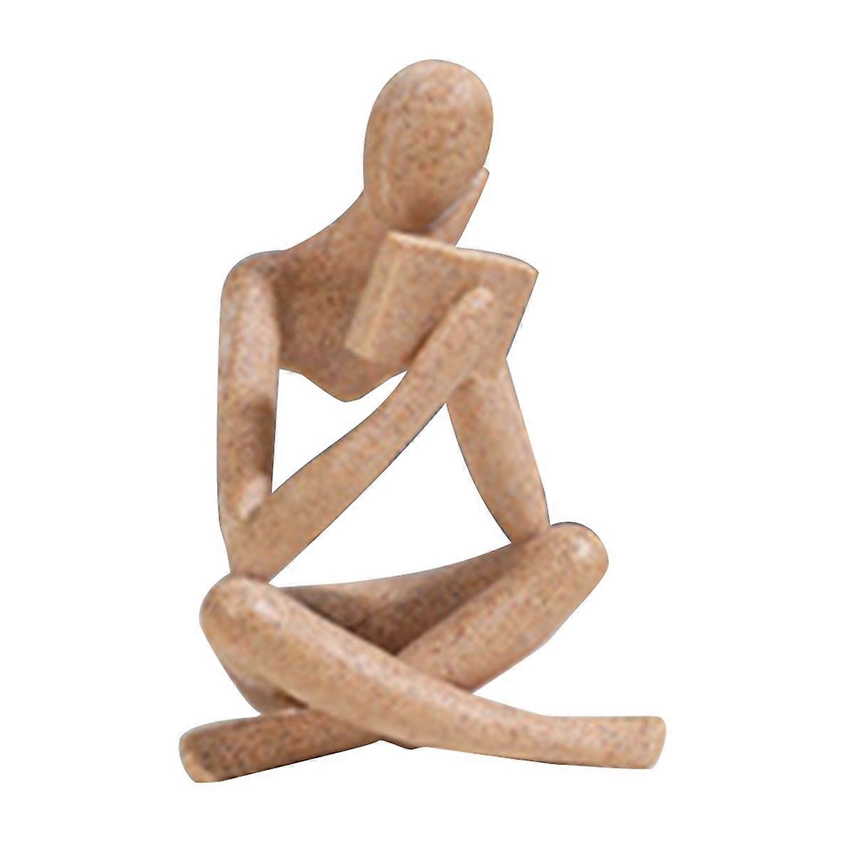Sandstone Thinkers Resin Statue Reading Ornament,A