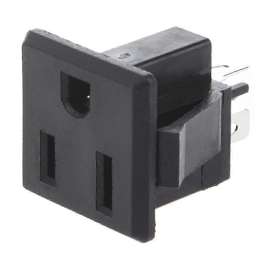 Black Panel Mount Power Socket for US Outlet, 15A, 125V AC