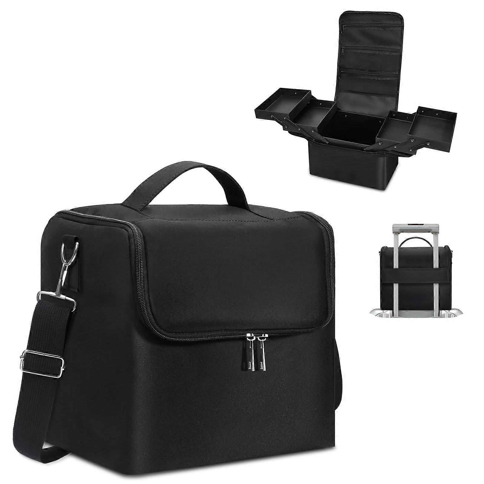 Large Black Makeup Carrying Case Train for Travel Storage