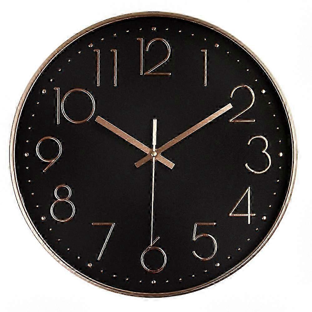 Silent Round Wall Clock with Quartz Movement, Easy to Read Black & Gold Design - Premium Quality (142 chars)