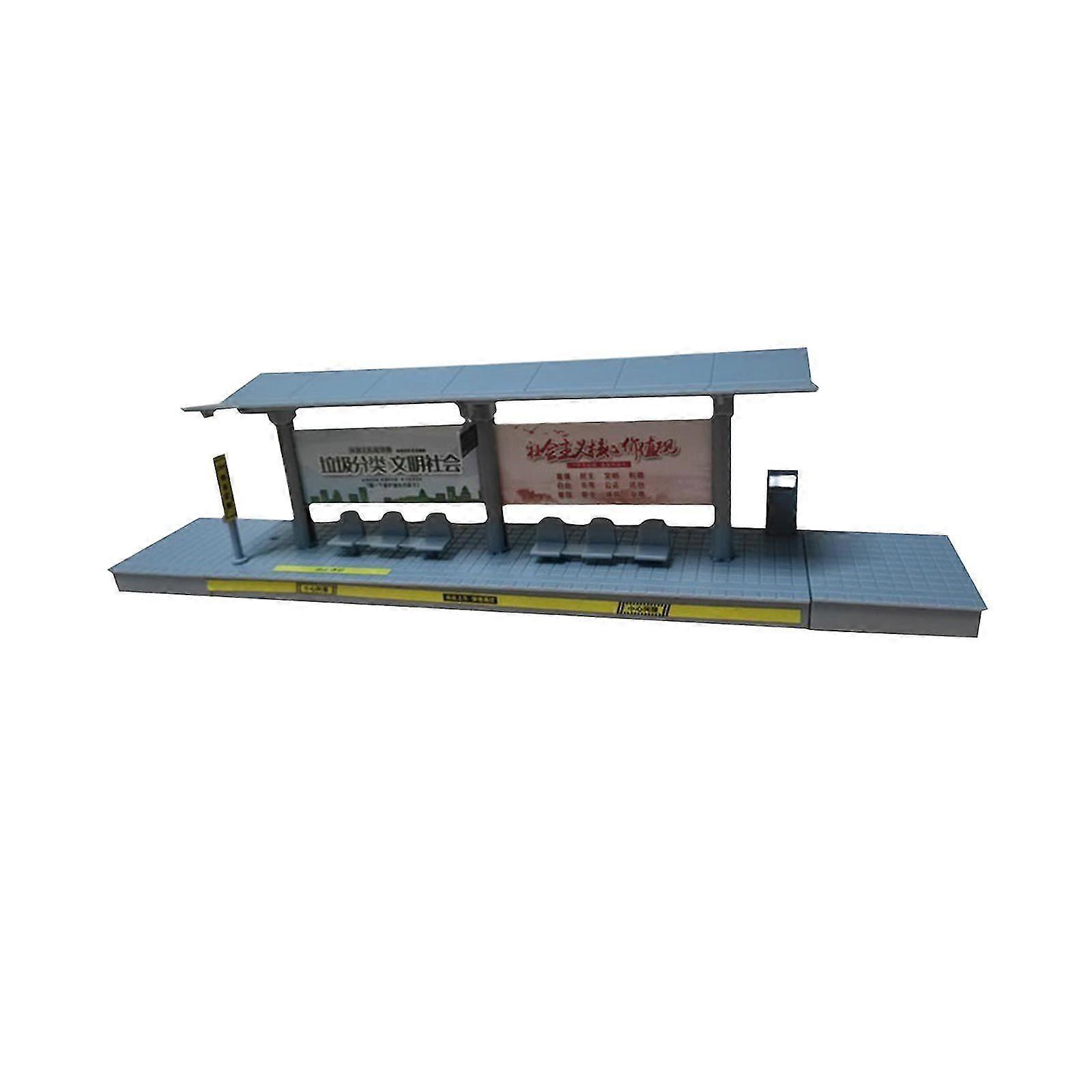 1/64 Scale Bus Waiting Stop Scene Accessory for Sand Table Model Cars Layout