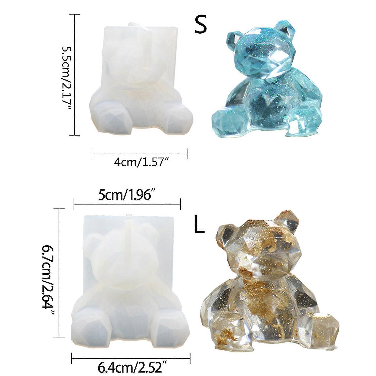 3D Geometry Little Bear Shape Epoxy Glue Silicone Crystal Mold Table Soft Ceramic Plaster Ornament Diy Crafts Decoration L