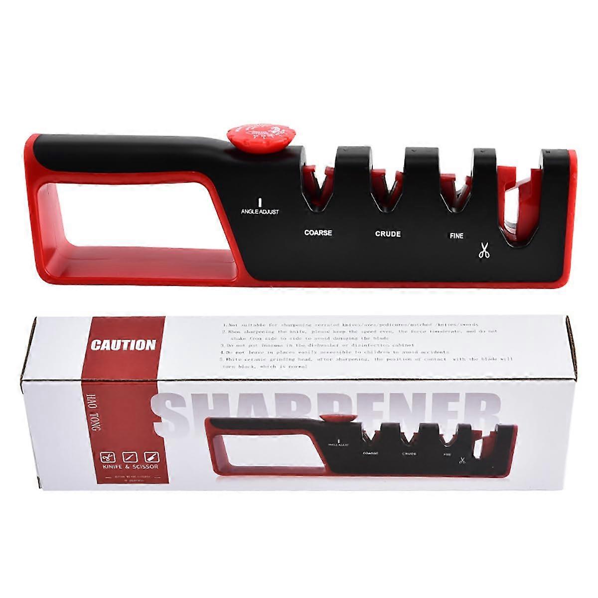 4-in-1 Knife Sharpener With 6 Adjustable Angles, Coarse & Fine Sharpening, Knives & Scissors, Non-Slip Grip