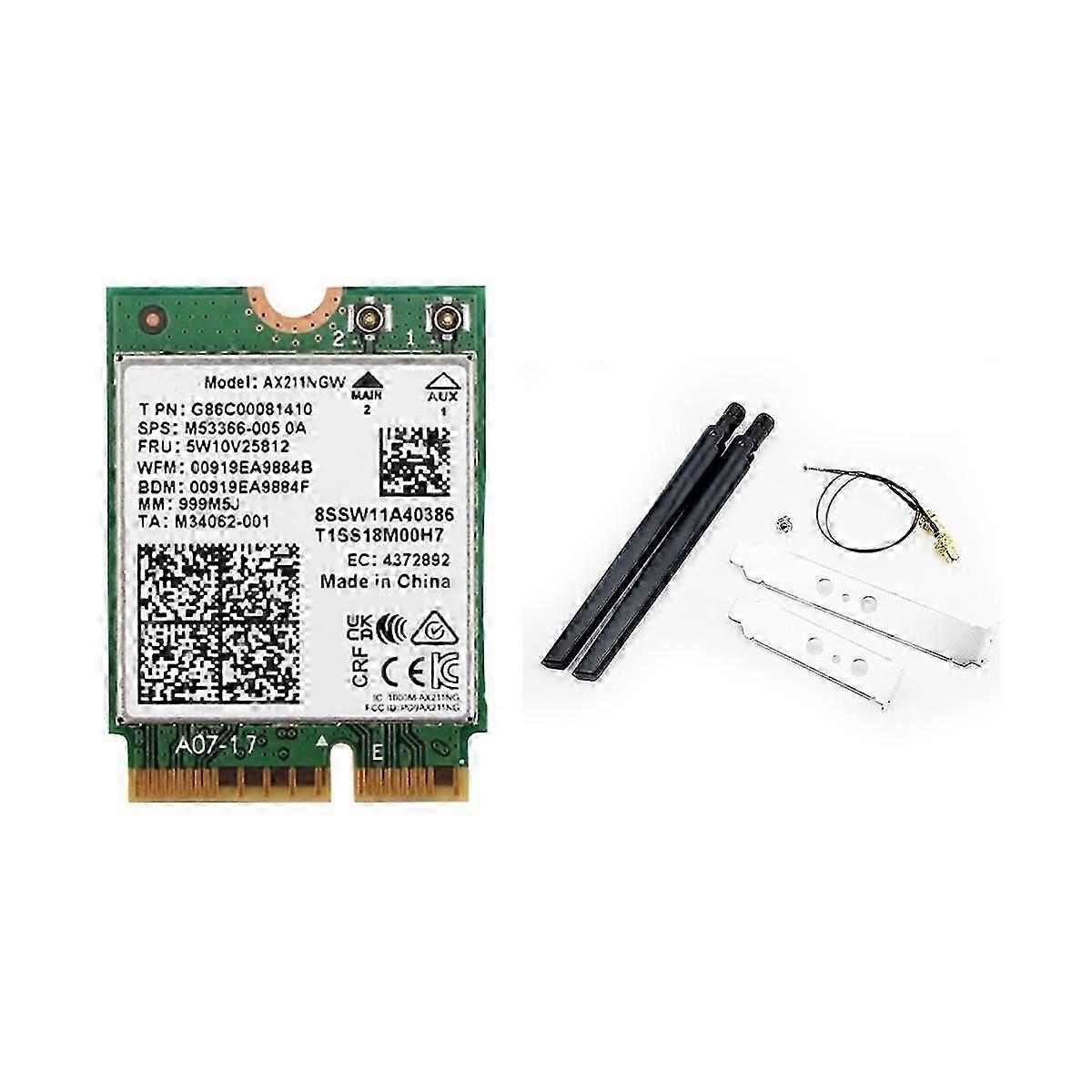 AX211NGW Dual Antenna WiFi 6E M.2 Key E CNVio2 Card with Bluetooth