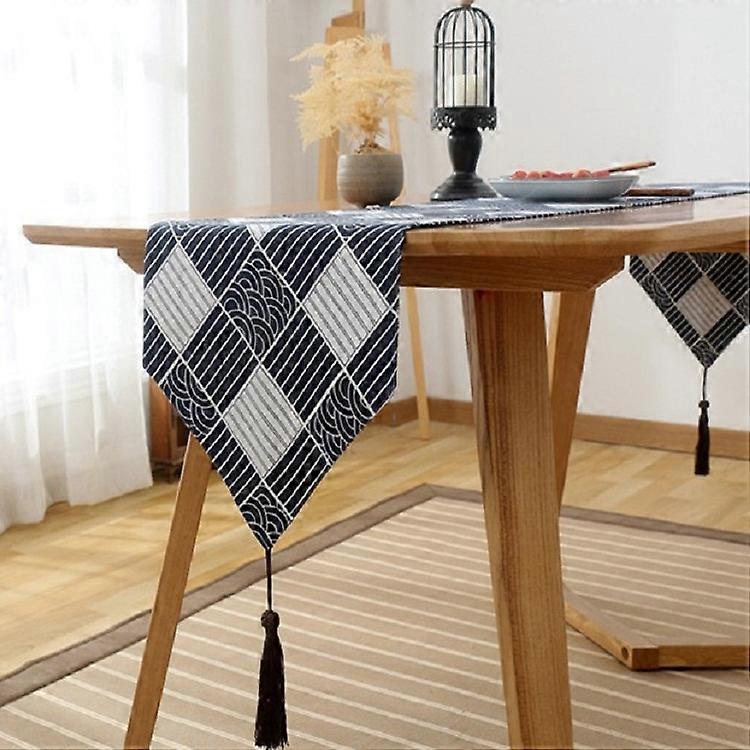 Table à thé en coton et lin Table à manger Flag Nappe rétro 30x160cm