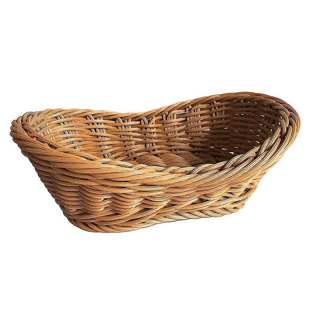 Imitation Rattan Storage Basket Decorative Serving Tray for Fruit Snacks Tabletop Bathroom Kitchen Counter Organizer