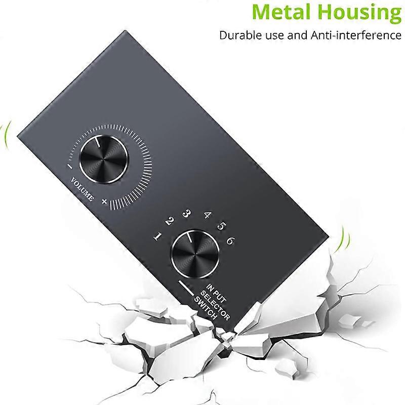 6 Ports 3.5mm Audio Switch Bidirectional 3.5mm Audio Switcher Support 1 in 6 Out or 6 in 1 Out,for P