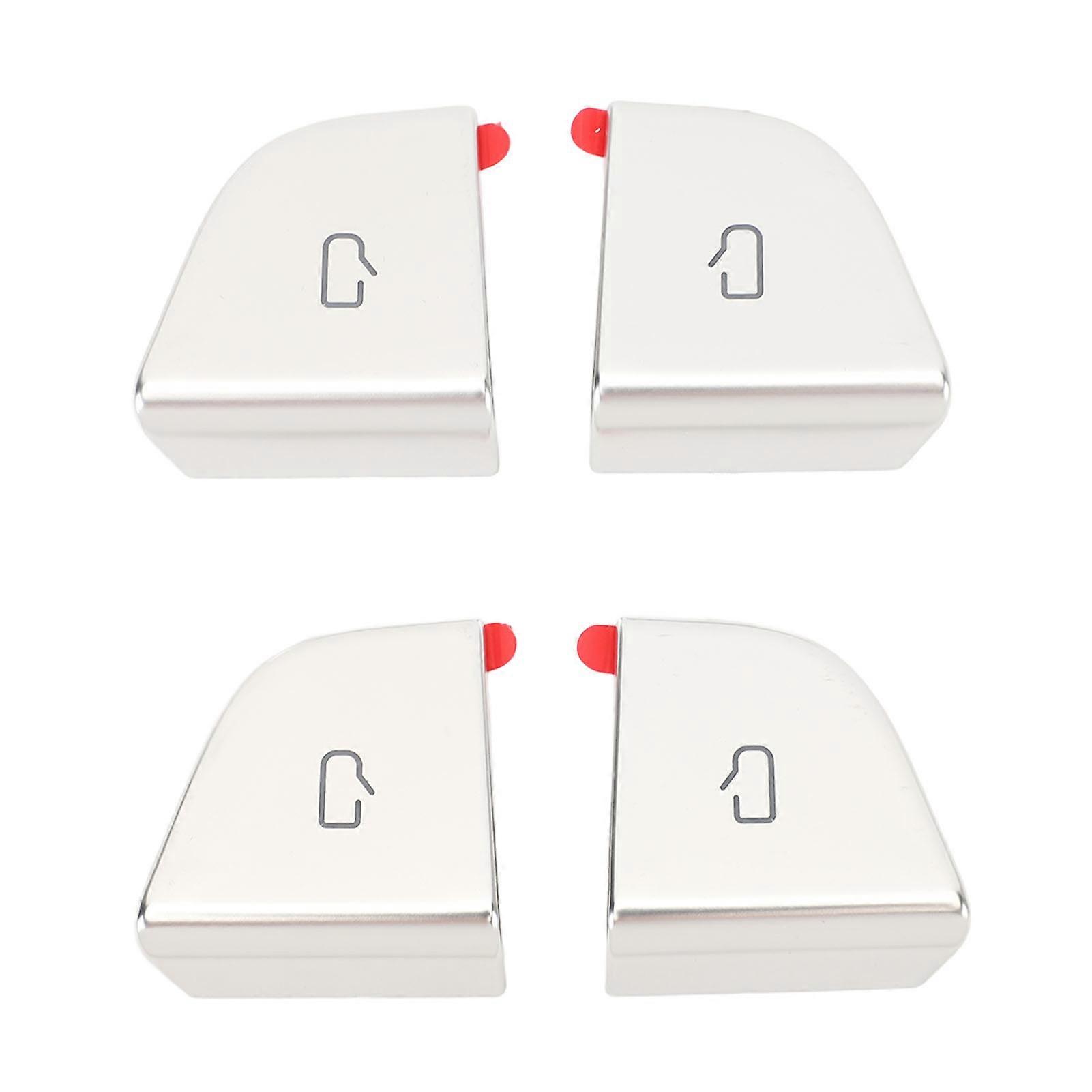 4 Pcs Door Power Window Switch Button Covers Silvery Paste Installation Replacement for Tesla Model 3 Highland 2024