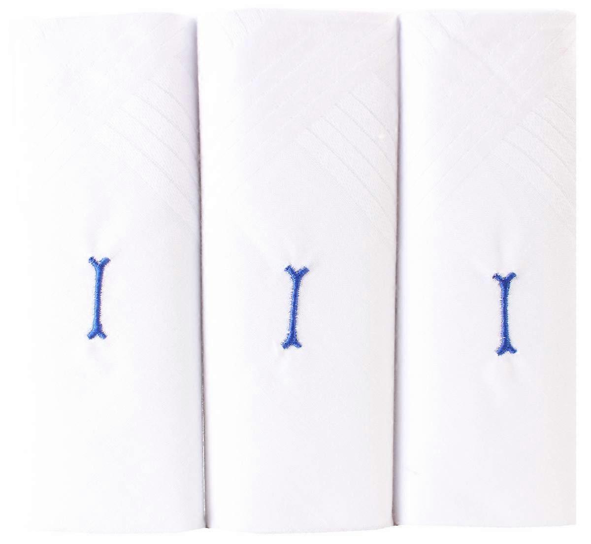 David Van Hagen I Initial 3 Pack Handkerchief - White/Blue