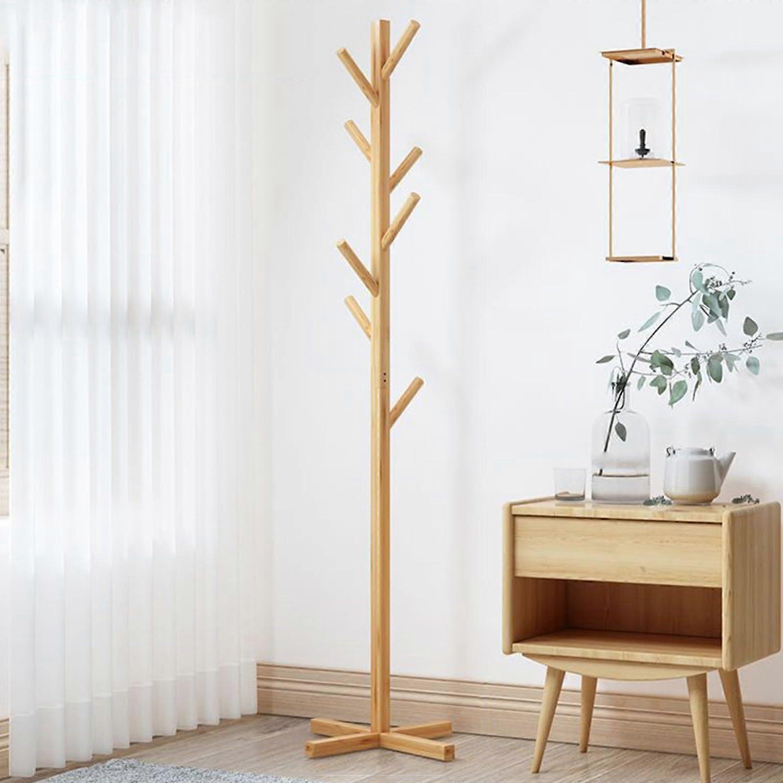 Tree Shape Stand Freestanding Coat Rack for Entryway, Wooden Hall Tree with Hooks and Umbrella Holder, Modern Design