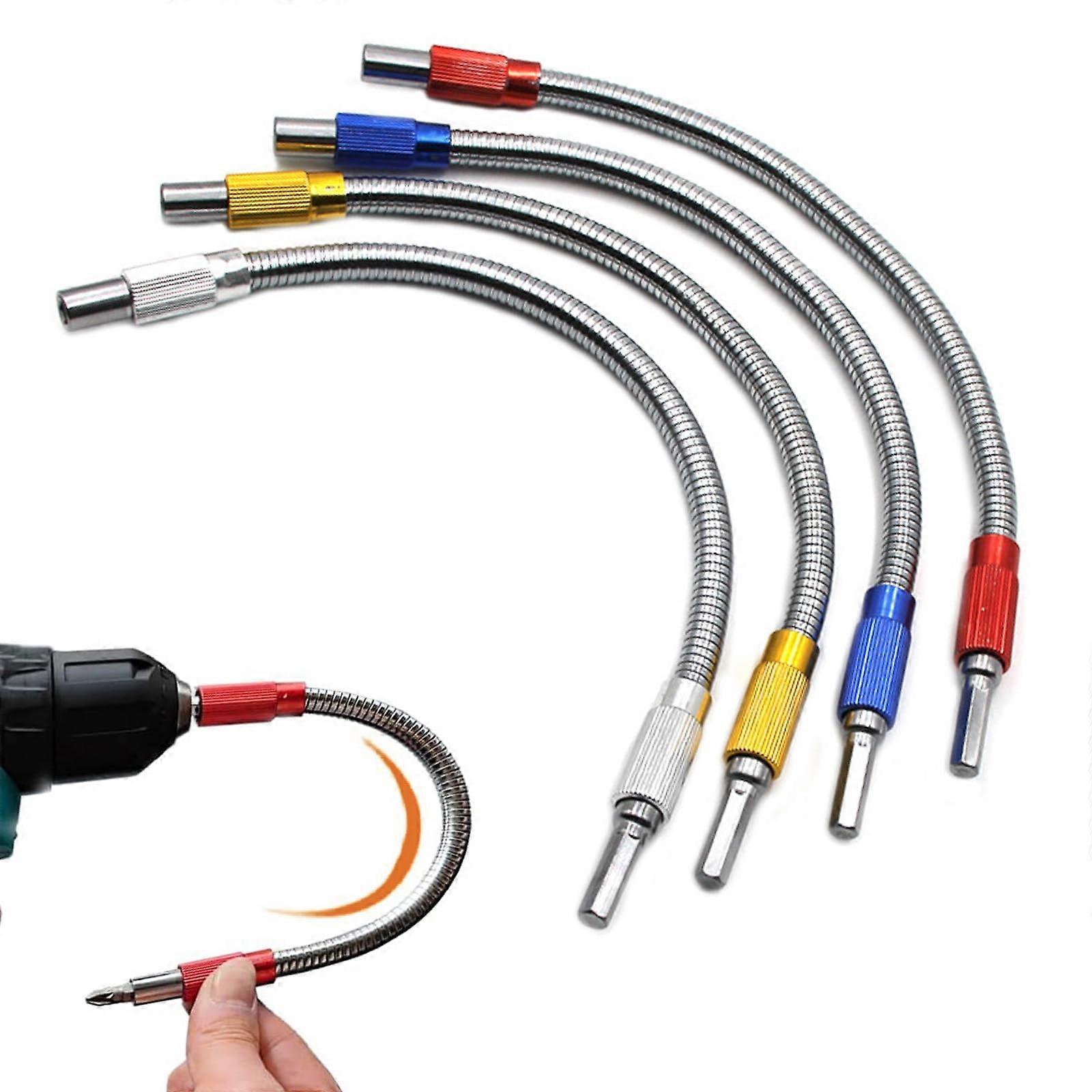 Hexagonal Shank Metal Flex Universal Extension Bit Holder, Flexible Drill Bit Extension, 11.8' Flexible Shaft Extension Bits 1/4 Hex Shank (2PCS,Red)