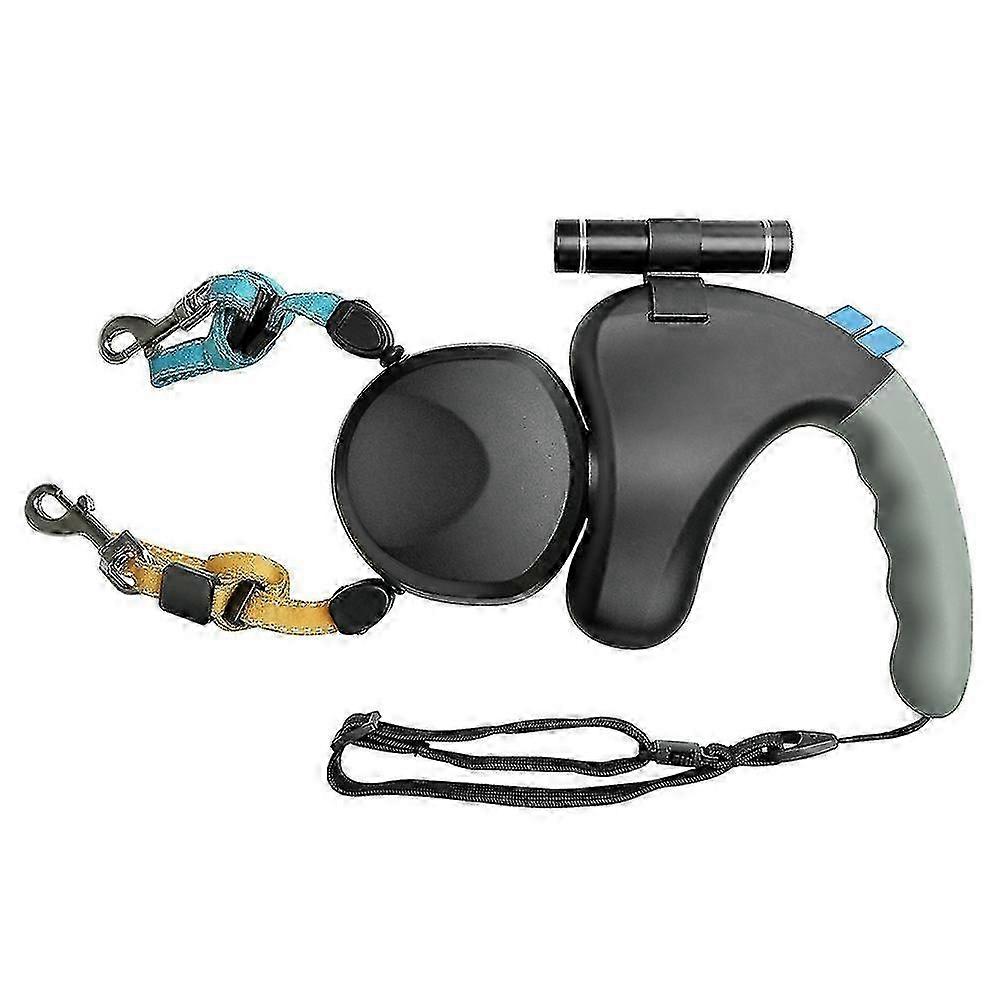 Gri LED El Feneri BENWIS HA-DWL-2 Çekiş Halatı ile Köpek Yürüyüşü için Çift Geri Çekilebilir Pet Tasma Donanımlı