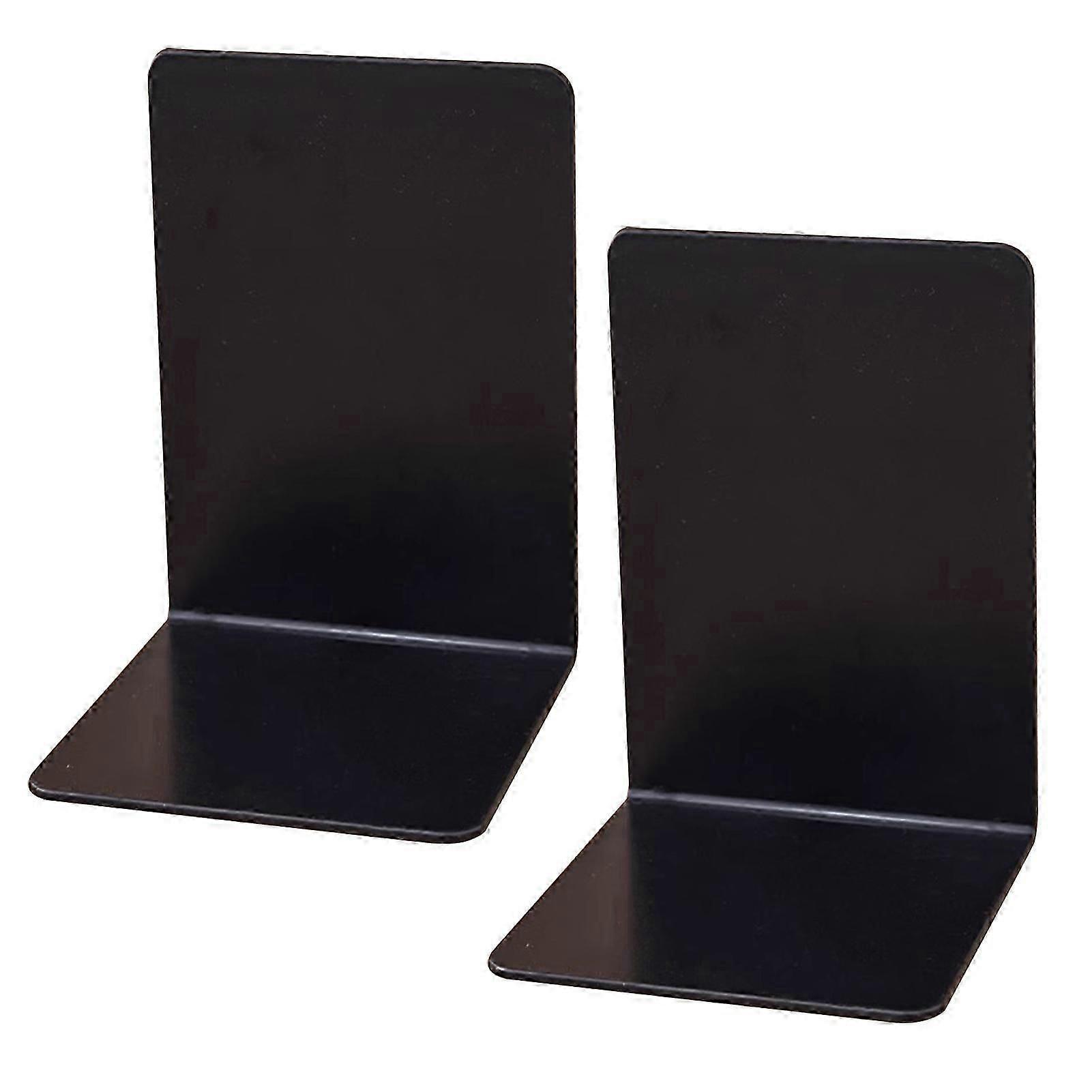 2Pcs Metal Bookends, Sturdy Anti-Slip Design, Solid Color Desktop Shelf Organizer