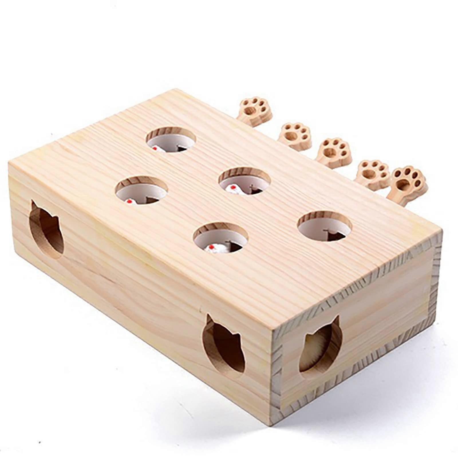 Interactive Wooden WhackAMole Cat Toy for Engaging Play, Suitable for Cats and Kittens, Durable Design and Safe Materials